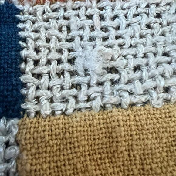 Woven Throw Blanket Checkered Multicolor Fringe 58" x 46.5" - Picture 7 of 16